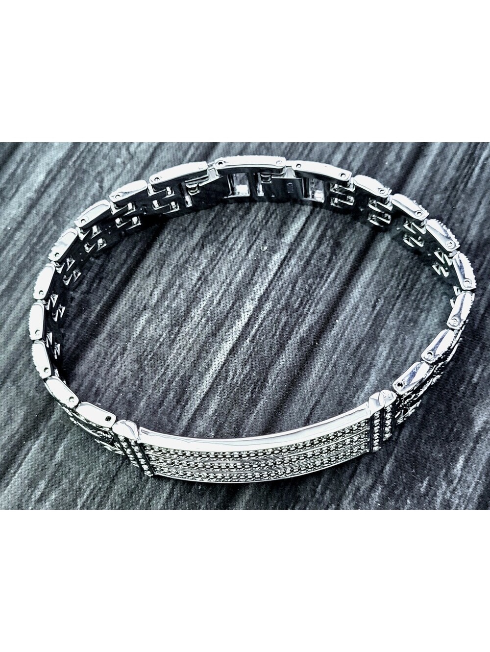 Rare Elgin Gem Paved‎ Mens Engravable Bracelet W All Links